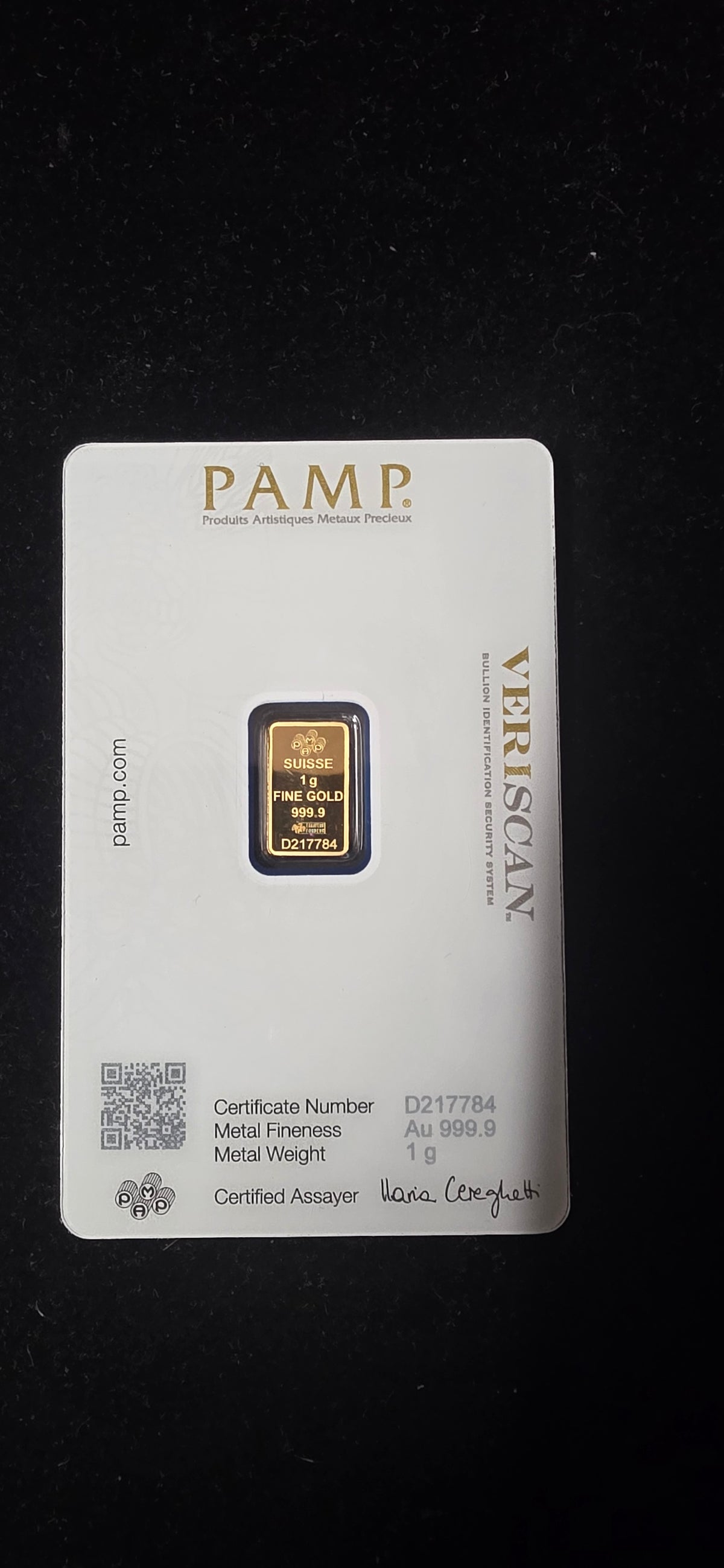PAMP Lady Fortuna Veriscan 1 g Gold Bar