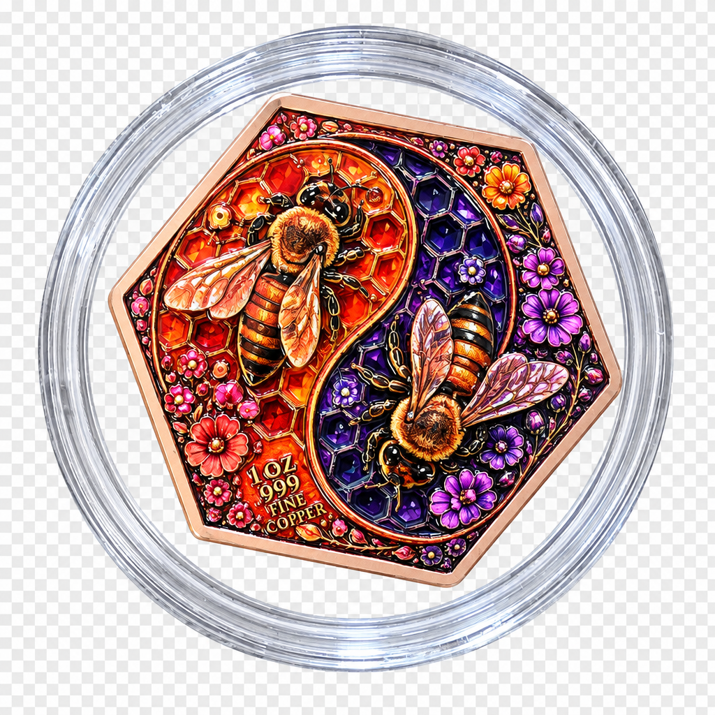 Copper Hexagon Honeybee Commemorative Coin