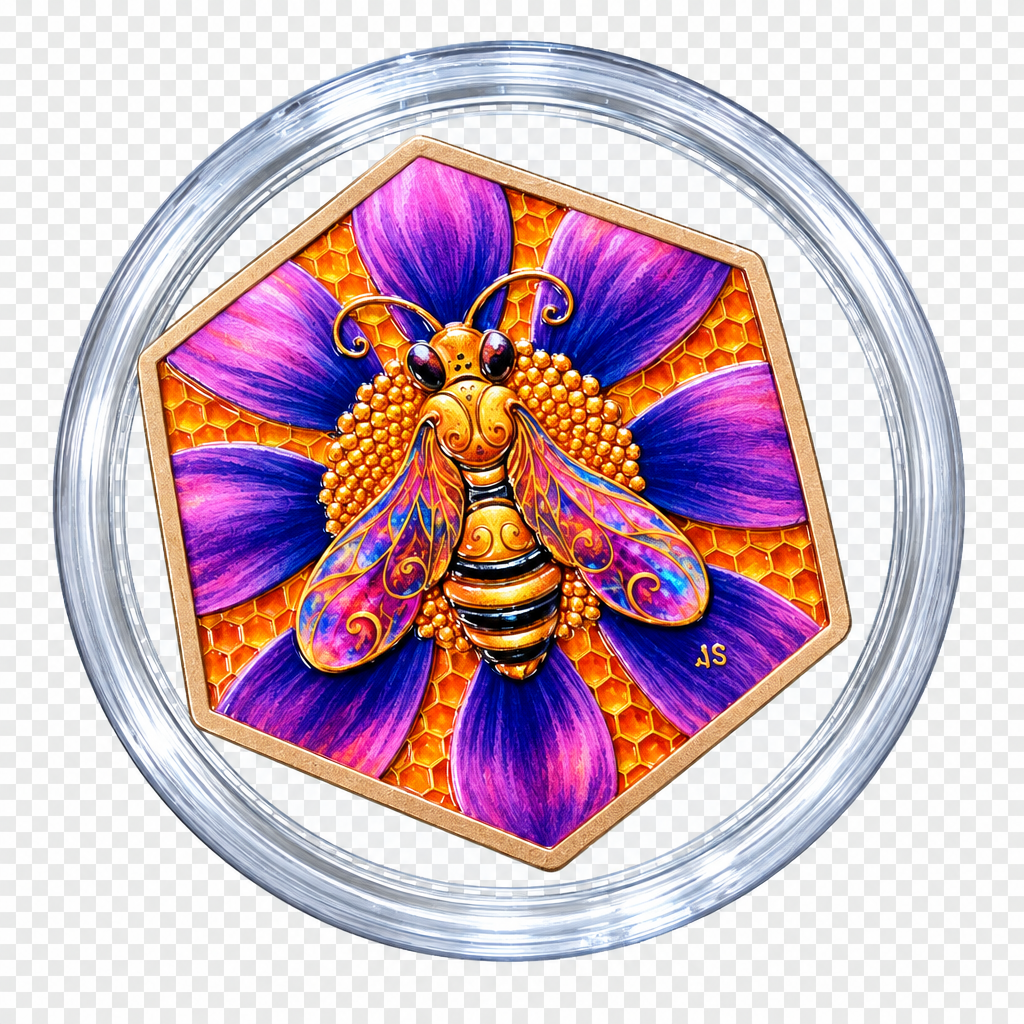 Copper Hexagon Honeybee Commemorative Coin