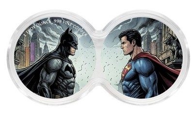 2 x 1 oz Batman vs Superman .999 Copper Medal in Infinity Capsule