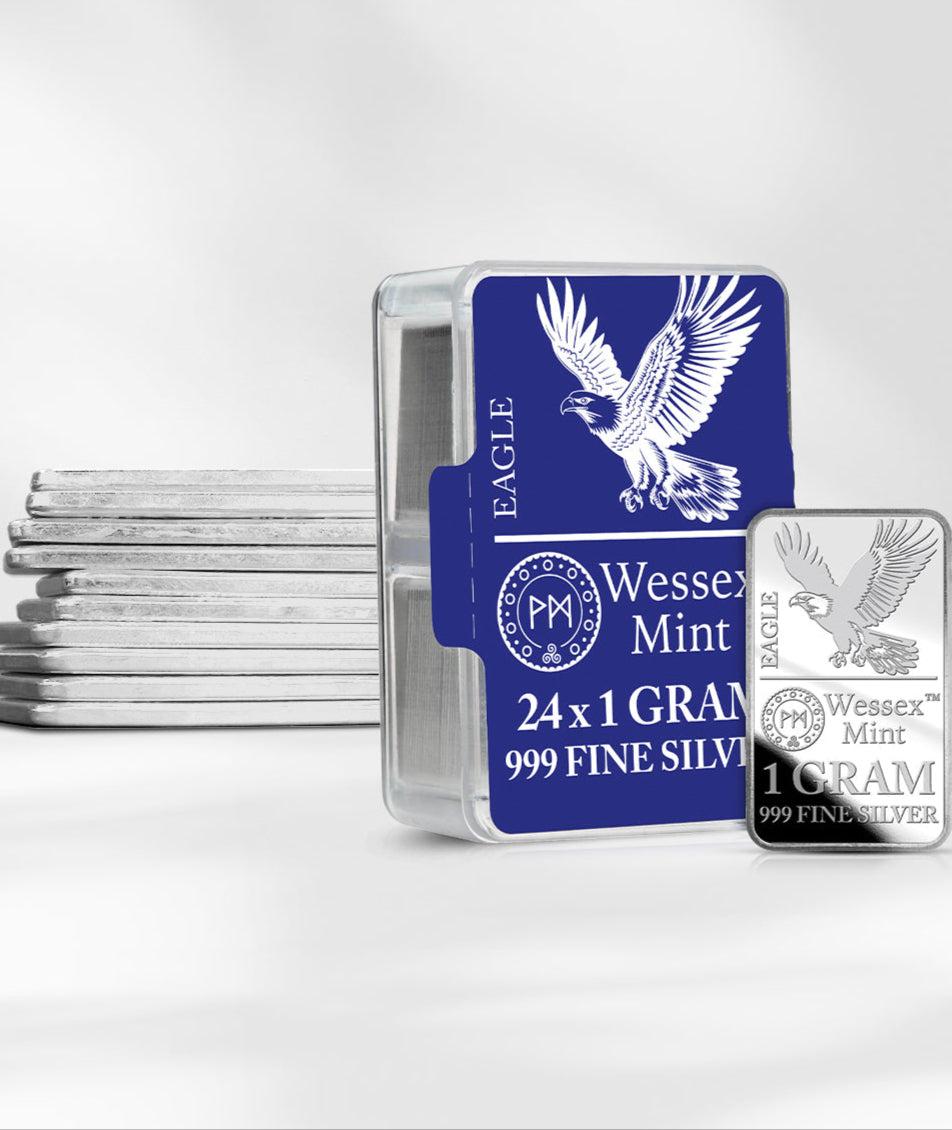 24 x 1g Wessex Mint “Eagle” Silver Bars (.999 Fine Silver)