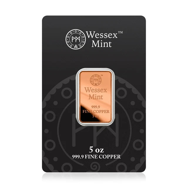 5 oz 999.9 fine copper bar Wessex Mint