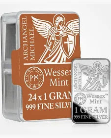 24 x 1g Wessex Mint “Archangel Michael” Silver Bars (.999 Fine Silver)